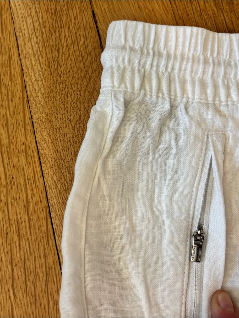 Athleta White Linen Drawstring Shorts - Picture 3 of 6